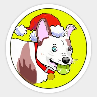 MERRY GRUFFMAS DOG CARTOON YELLOW Sticker